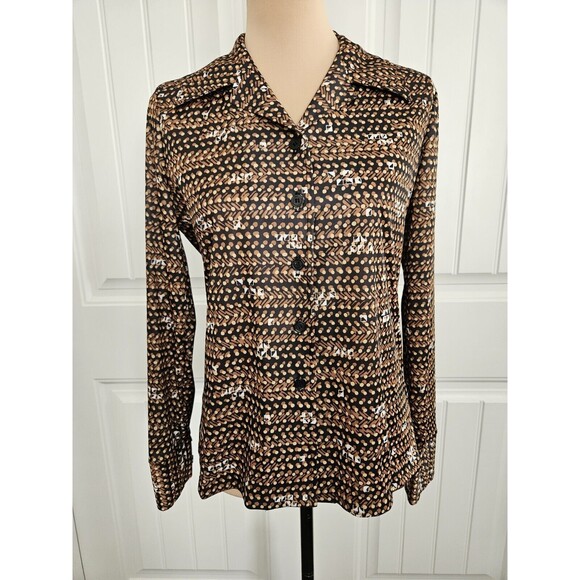 Vintage Late 70s Early 80s Sears Brand Polyester Blouse Size M - Picture 1 of 11